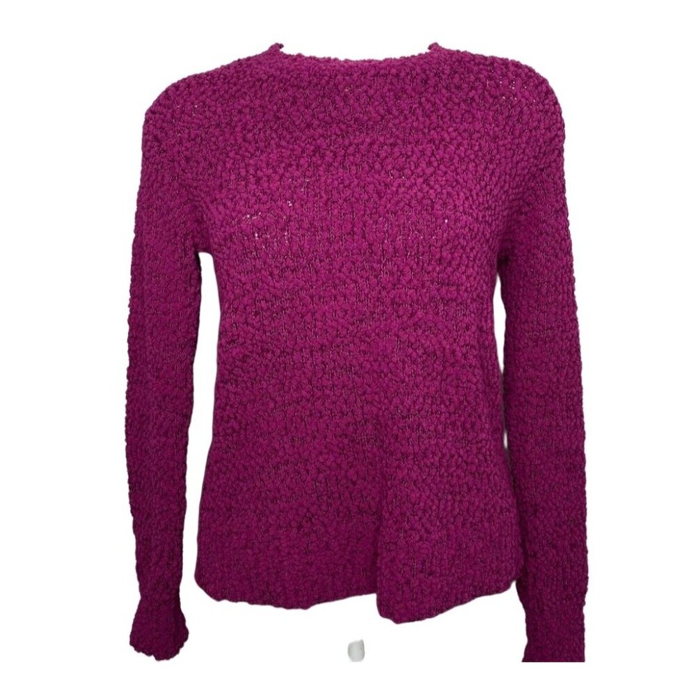 Style & Co Teddy Sweater Top Women's Petite SMALL Purple Soft Relaxed-Fit NEW